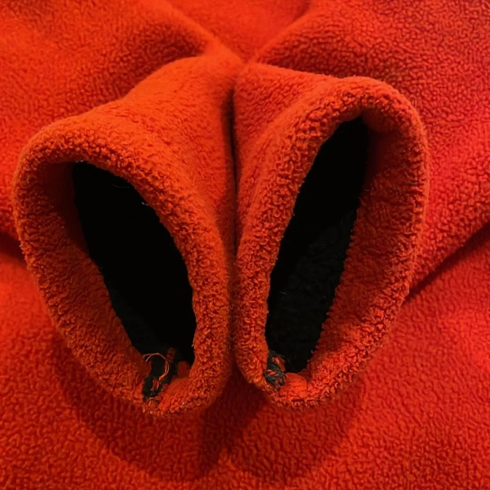 GAP kids mock neck, full zip orange & blue heavy fleece jacket. Boys size XS